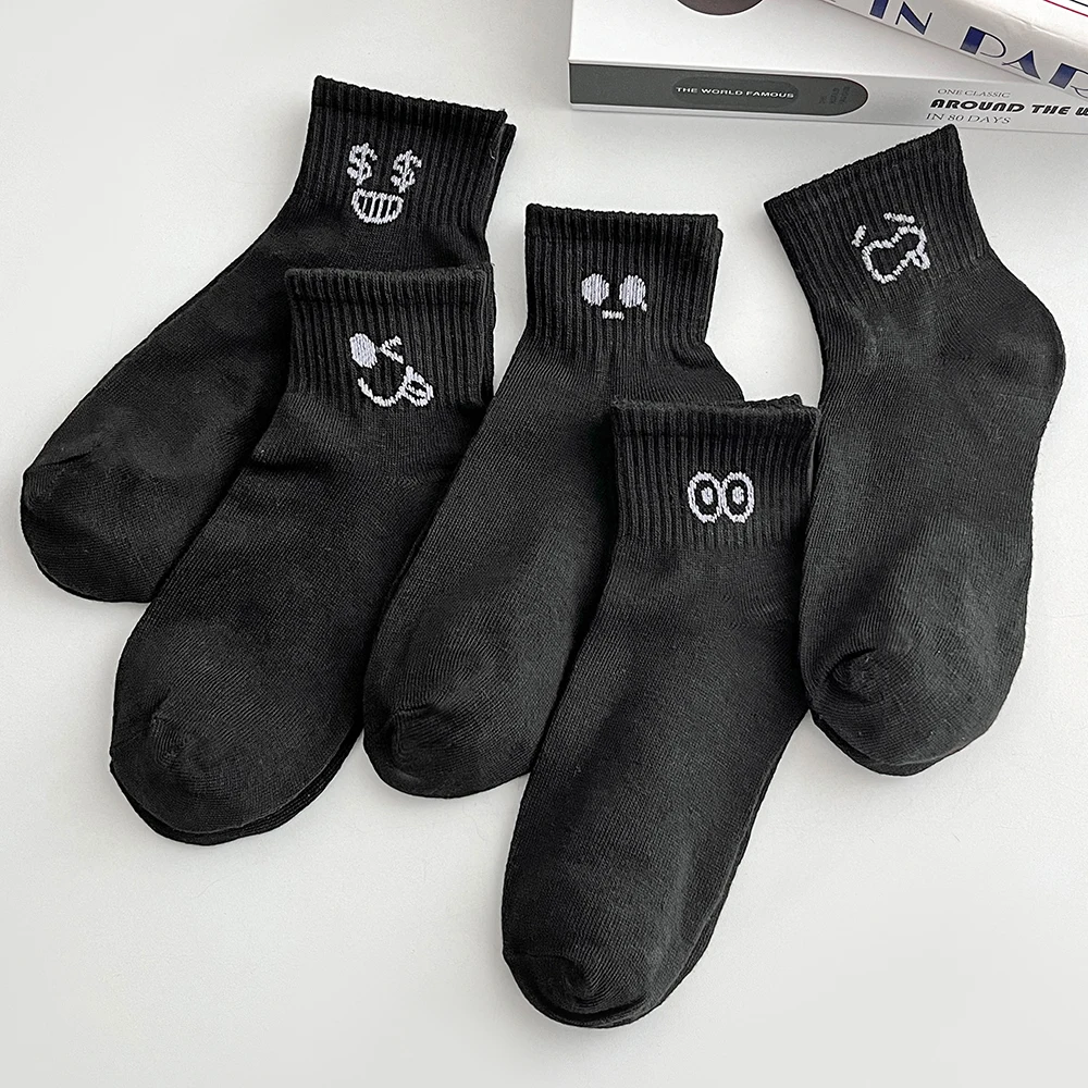 5 أزواج الجوارب النسائية الكرتون جولة الرقبة منتصف أنبوب المألوف لطيف التعبير نمط الجوارب عارضة تنفس الخريف الفتيات الجوارب #2