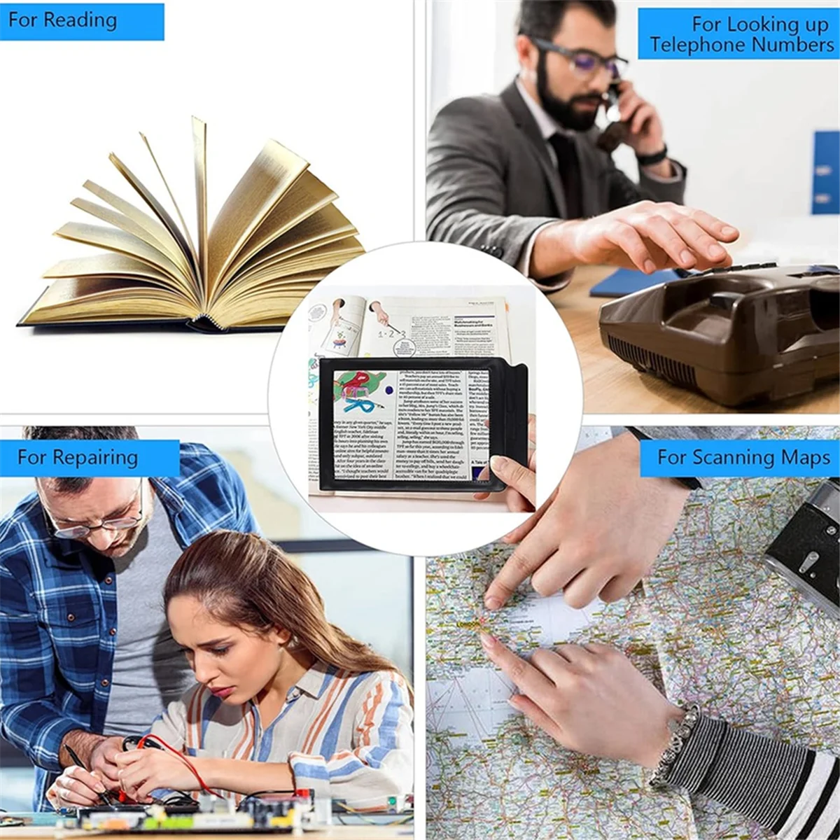 CLCUV A4 Flat Magnifying Glass for Elderly Reading PVC Flat Full Page Magnifying Glass