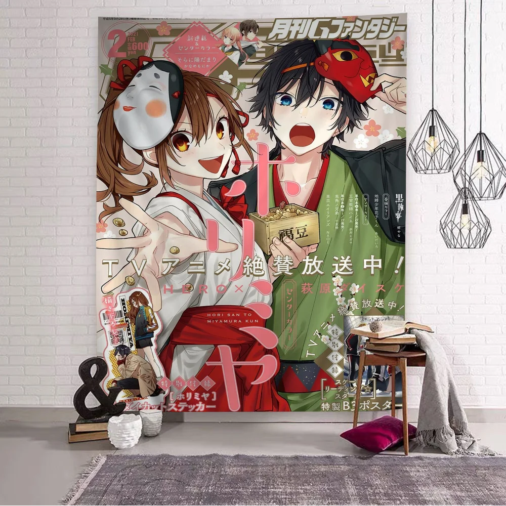 Japanese Anime Horimiya Printed Large Wall Tapestry Cheap Hippie Wall Hanging Bohemian Wall Tapestries Mandala INS Home Decor