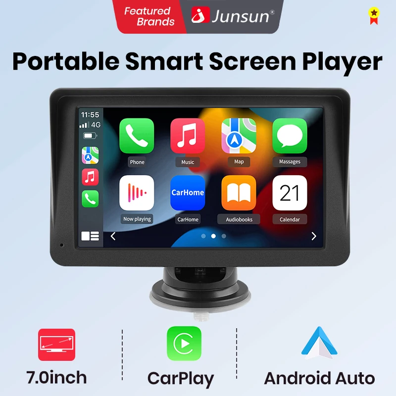 Junsun 7 Inch Touch Screen Car Portable Tablet Wireless CarPlay Android Radio Bluetooth Navigation Car Multimedia Player GPS