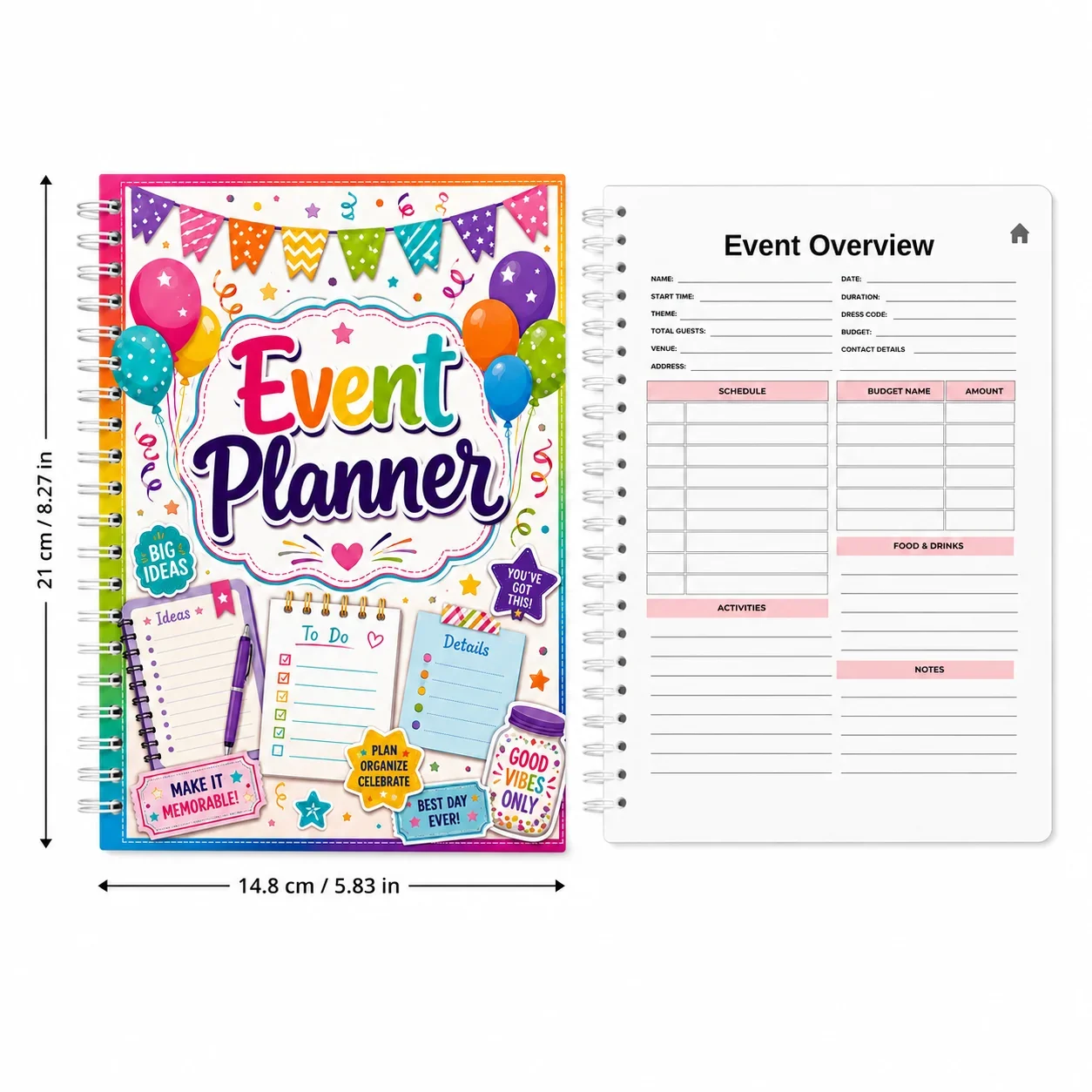 A5 Event Planner Journal for Party Planning, Guest Lists, Budgets, Schedules, Checklists and Event Organization