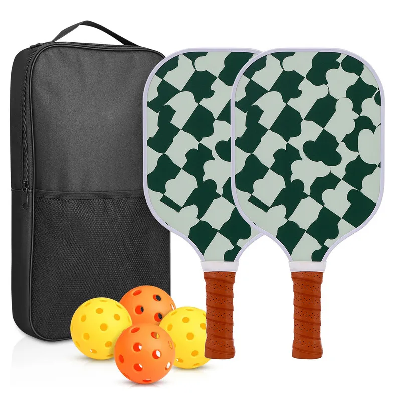 Carbon Fiber Set 2 Rackets 4 Balls 1 Pack Carbon Fiber Aramid Pickleball Paddles PP Honeycomb UV Printed Racket Set