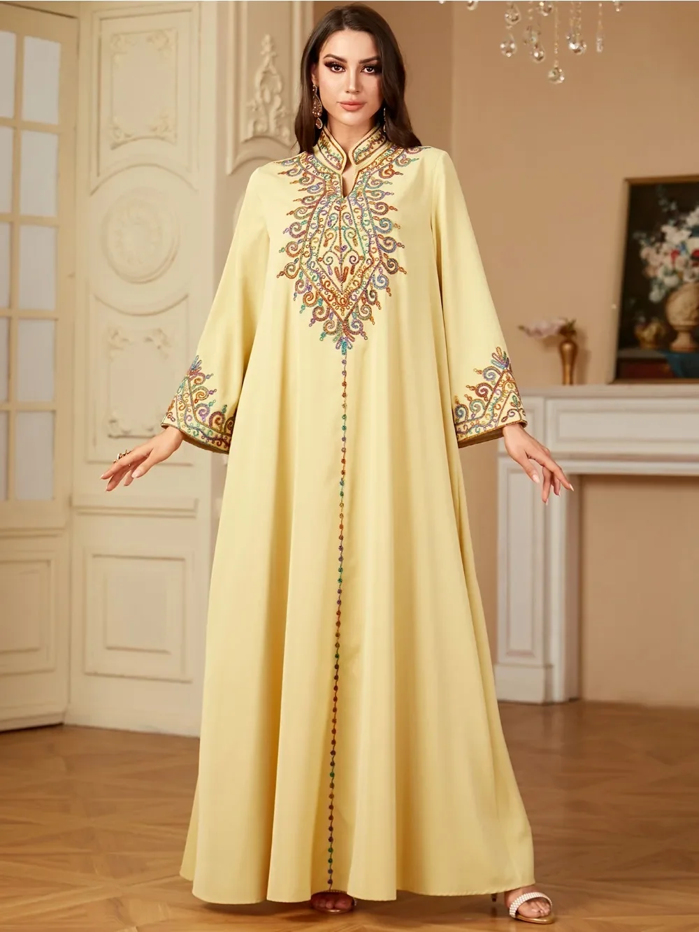 Abayas Ramadan Eid Muslim Women Dress Dubai Embroidery Turkish Dresses Islam Vestidos Arab Long Robe Morocco Kaftan Jalabiya