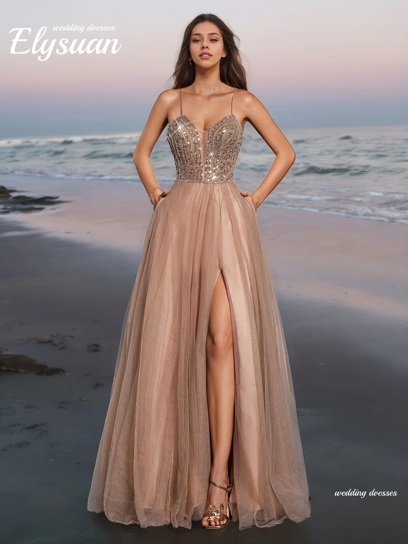 Abito da sera scintillante elegante con spalle scoperte da donna personalizzato Abito lungo a sirena a trapezio da sera per matrimonio