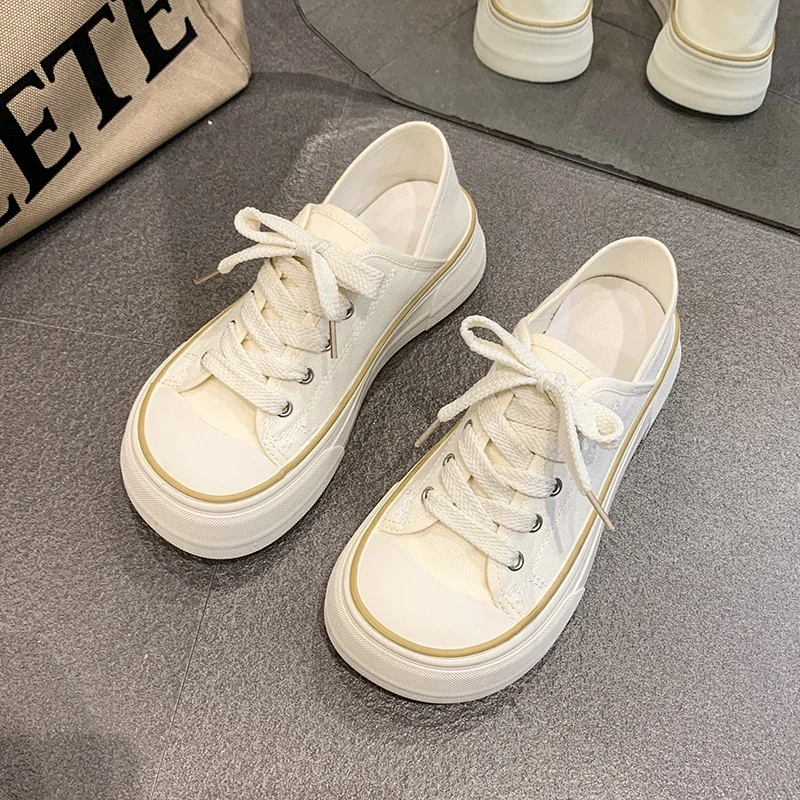 Damen Freizeitschuhe Frühling Neue Modische Koreanische Art Weiche Sohle Rutschfest Vielseitig Täglich Einfache Niedrige Canvas-Schuhe – Detail 10