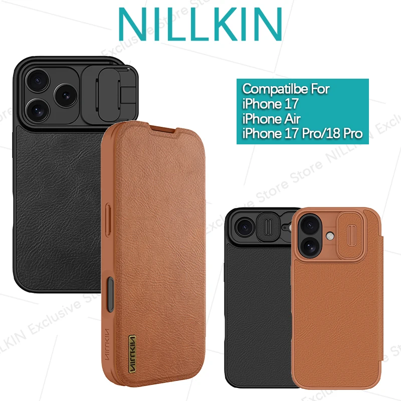 Nillkin For iPhone 18 Pro/17 Pro/ Air 2025 Qin Pro Case Flip leather lens cover phone case protective case shell