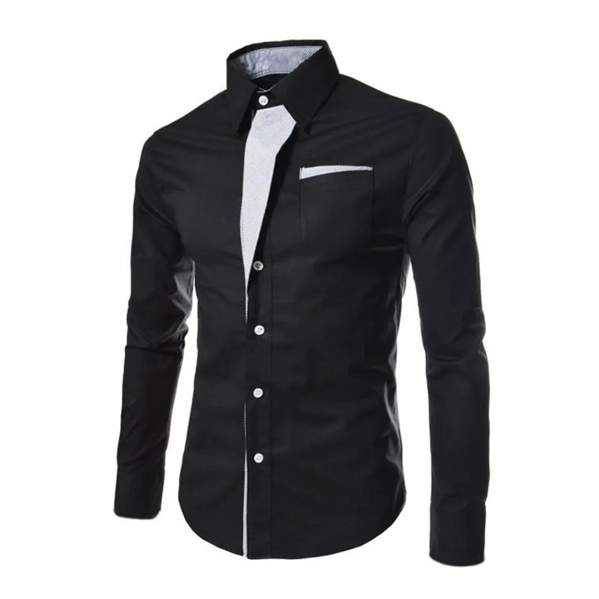 

Faion Slim Fit Long Sve Men's irt Busin Gentleman Sle Ice Sensation Spring Commute Wear Ultra ort Length Zipper