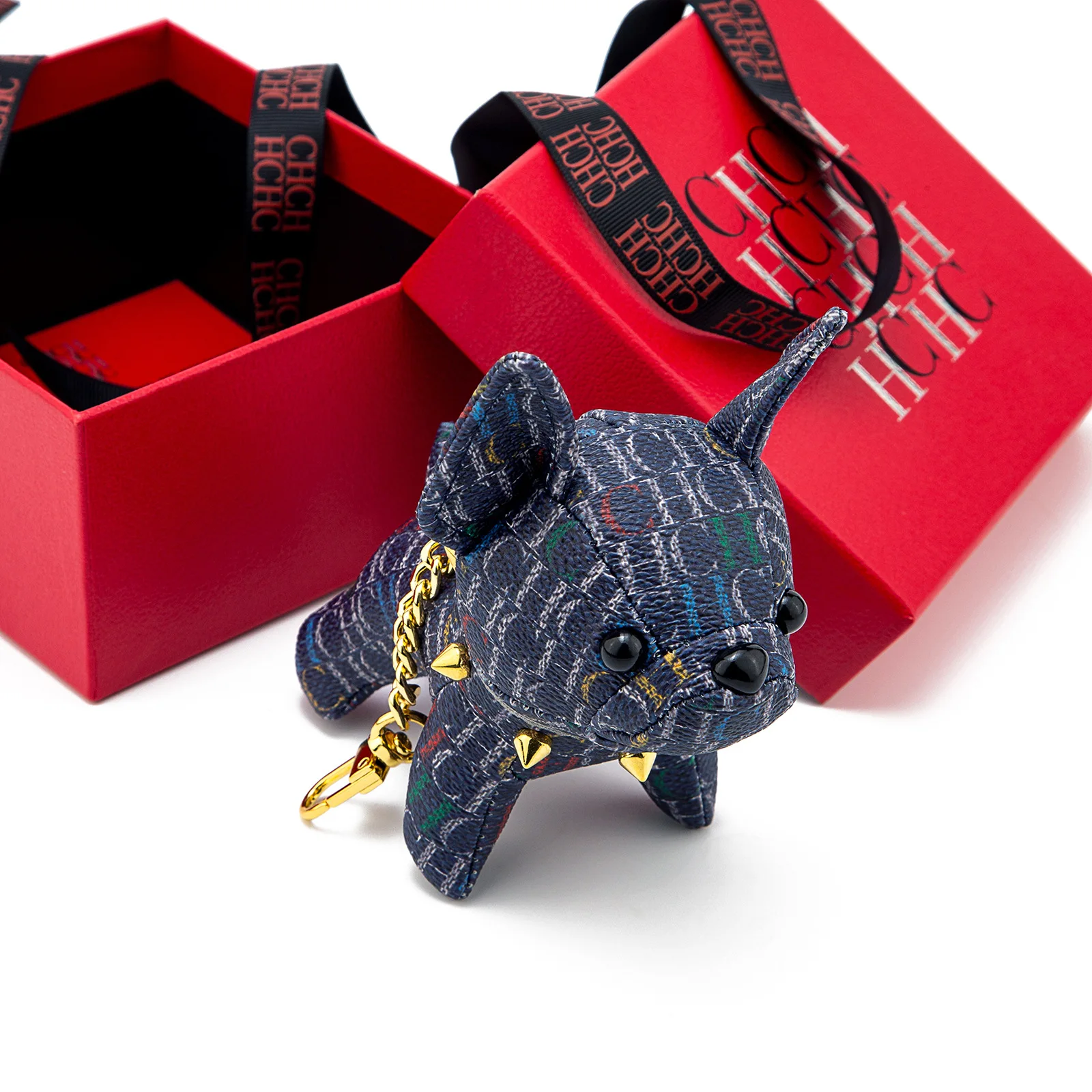 New CH pendant keychain trendy French dog bag pendant Bulldog bag key chain ring birthday gift box