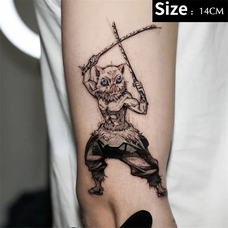 

Demon Slayer Kimetsu No Yaiba Anime Hashibira Inosuke Temporary Tattoos Cartoon Body Art Tatoo Waterproof Fake Tatto Sticker