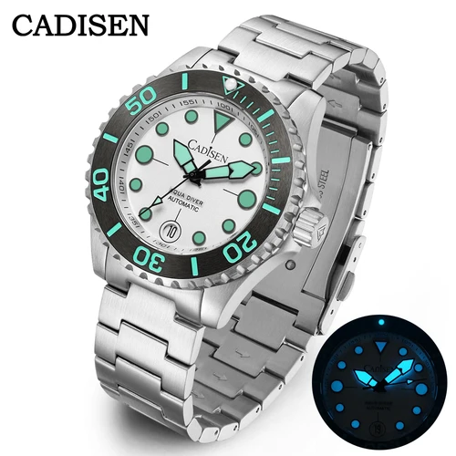CADISEN AQUA DIVER 2024 nueva marca de relojes de lujo para hombres reloj automático Japón NH35A 100M reloj de pulsera mecánico luminoso impermeable