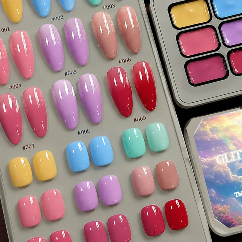 9-Color Macaron Solid Color Nail Polish, Trendy Color Dot Gel Polish, Oil Painting Gel Polish, Gradient UV/LED Gel Polish, DIY N
