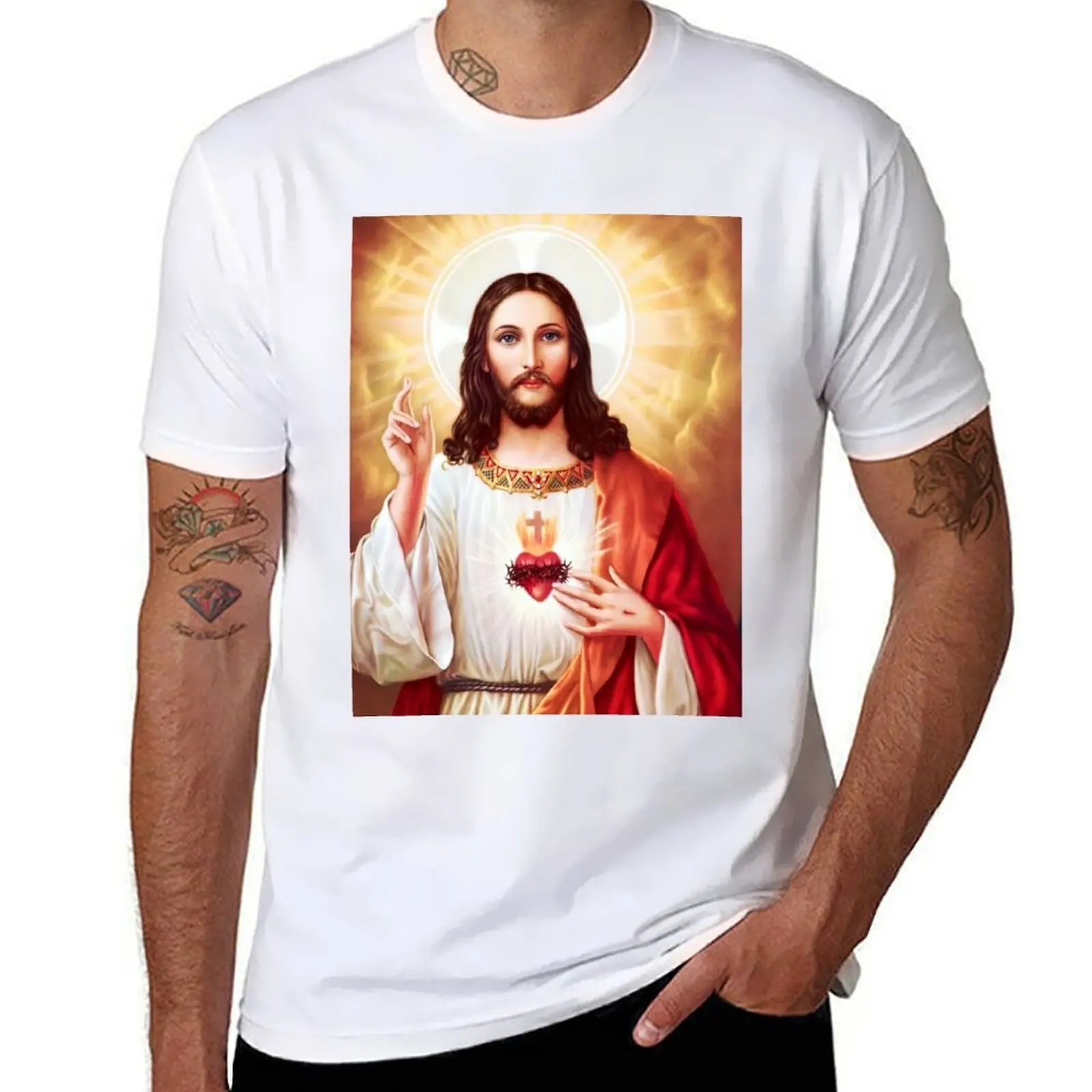 

Sacred Heart of Jesus T-Shirt t shirts for man cotton funny man t shirts cotton