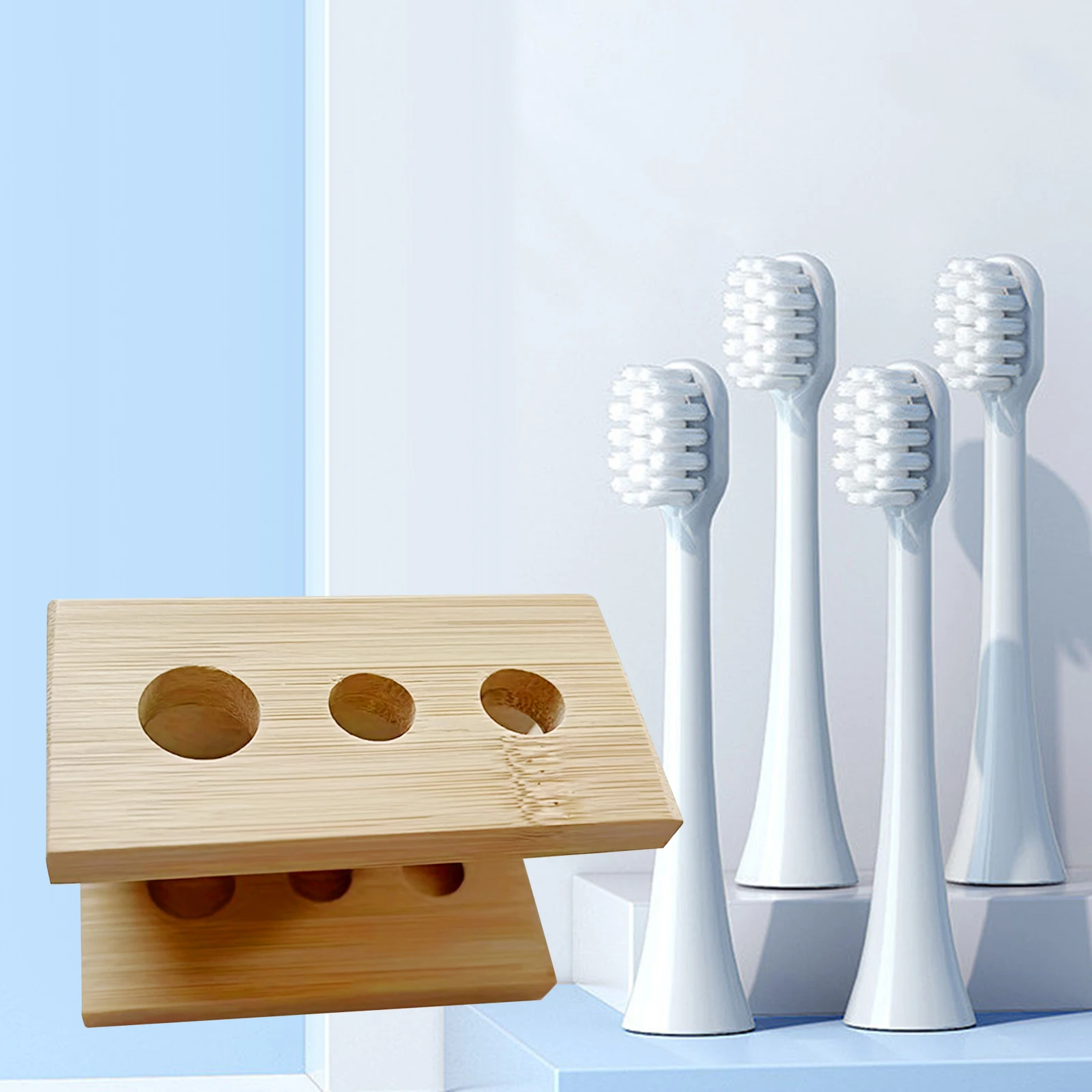 Electric Toothbrush Heads Holder Wood Storage Stand Storage Organizer Shelf Toothpaste Organizer for Vanity Bathroom Toothpaste