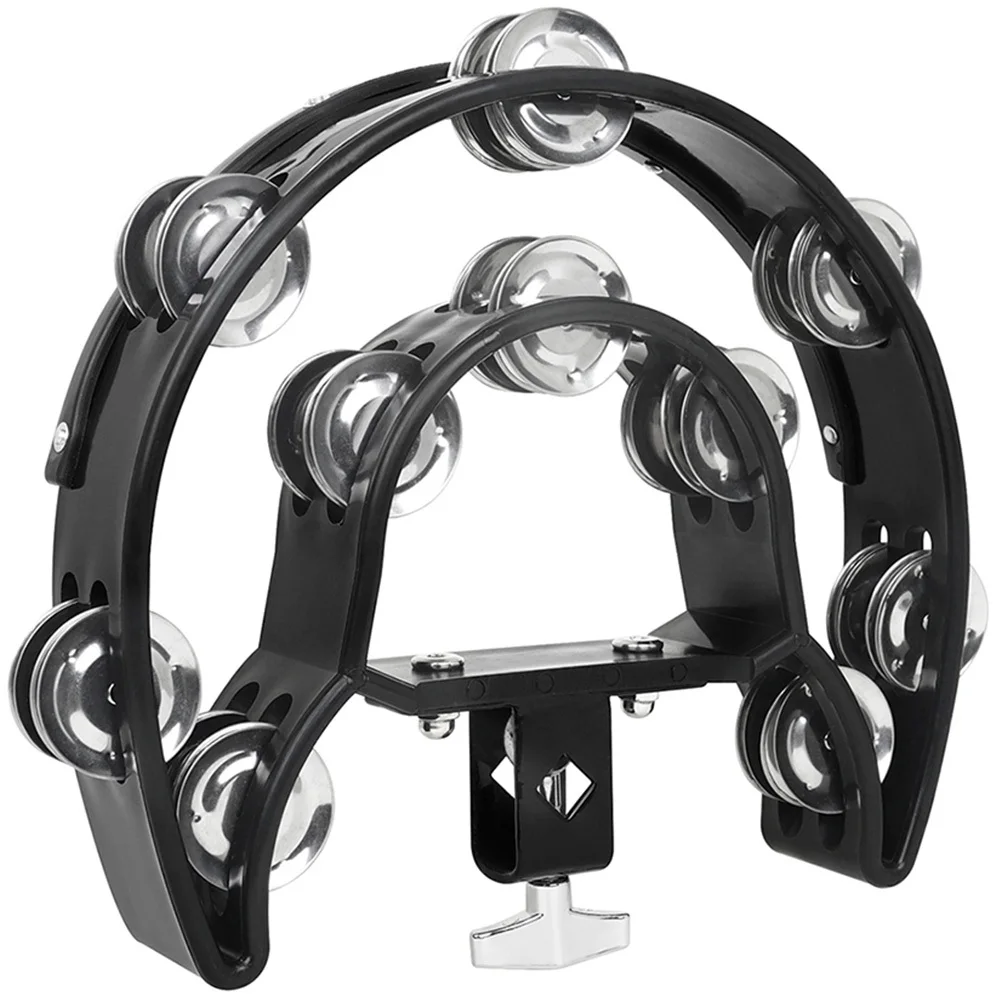 Percussion Tambourine Double Row Hand Bell Lightweight Portable Music Instrument for Dance Party Jingle Bell Hand Bells