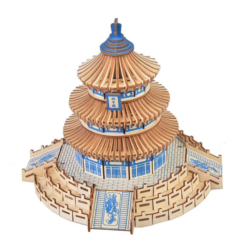 DIY chinesisches Gebäude Modell Tempel des Himmels 3d Holz puzzle Spielzeug-Holz Kit Puzzle Spiel Montage Spielzeug Geschenk p35