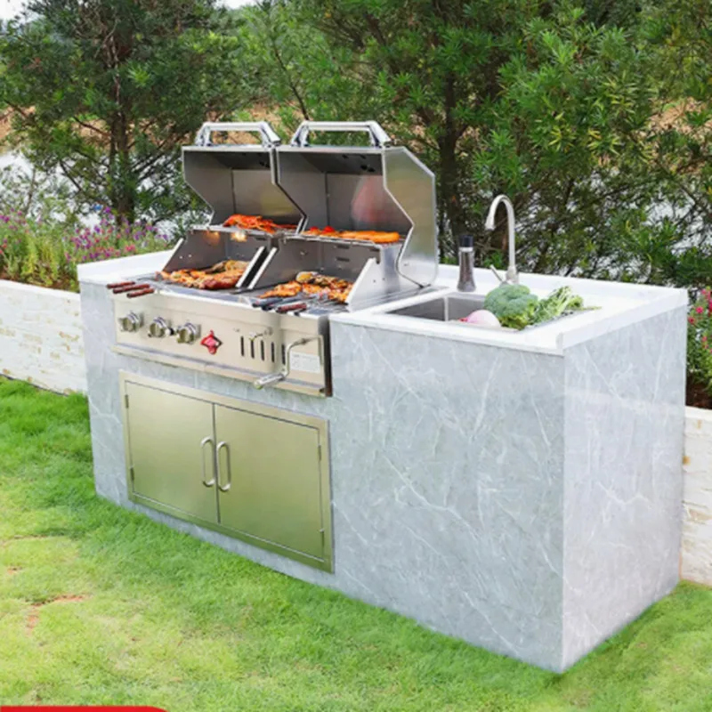 Outdoor Oven Build-in Stainless Steel 304 Gas and Charcoal BBQ Grill