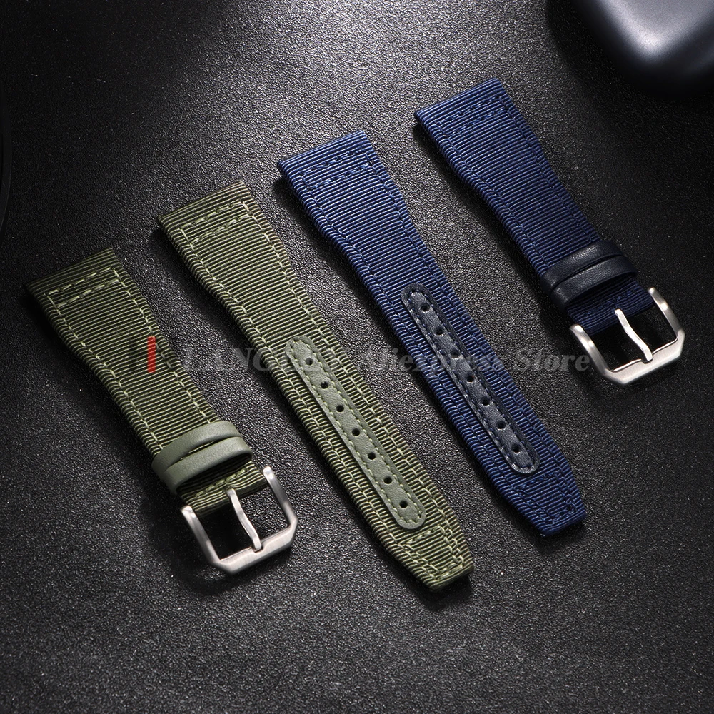 Нейлоновый холщовый ремешок для часов 20 мм, 21 мм, 22 мм для IWC Pilot, водонепроницаемый мужской спортивный зеленый, черный, синий браслет, сменный браслет