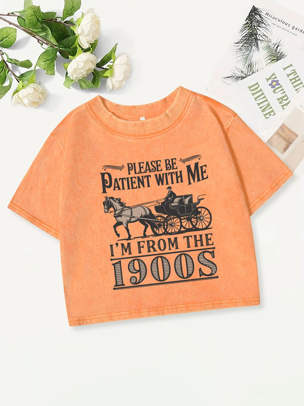 

Повседневные хлопковые укороченные топы для женщин, пожалуйста, будьте терпеливы со мной, стираные футболки с принтом, уличные футболки обычного кроя с круглым вырезом, сексуальная одежда