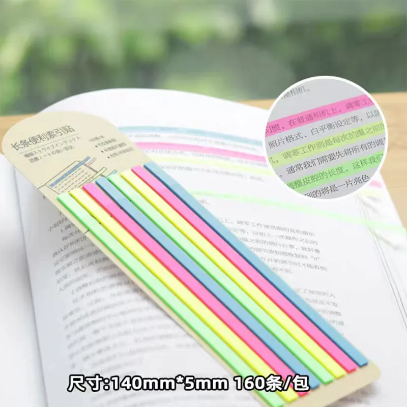 160 Sheets Stickers Transparent Fluorescent Index Tabs Flags Sticky Note Stationery Children Gifts School Office Supplies