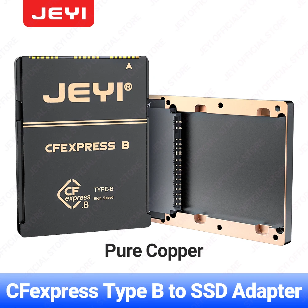 JEYI 2230 M.2 NVMe SSD naar CFE Type-B puur koperen adapter, uitbreidingsgeheugen CFexpress-kaart voor NIKON Z6/Z7/Z8/Z9/D6, CANON R3/R5C