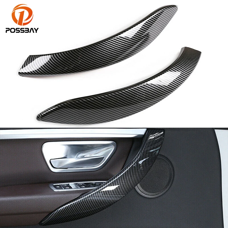 Car Interior Carbon Black Door Handle Cover Trim for BMW 3 4 Series F30 F31 GT F34 F36 2013 2014 2015 2016 2017 2018 Accessories