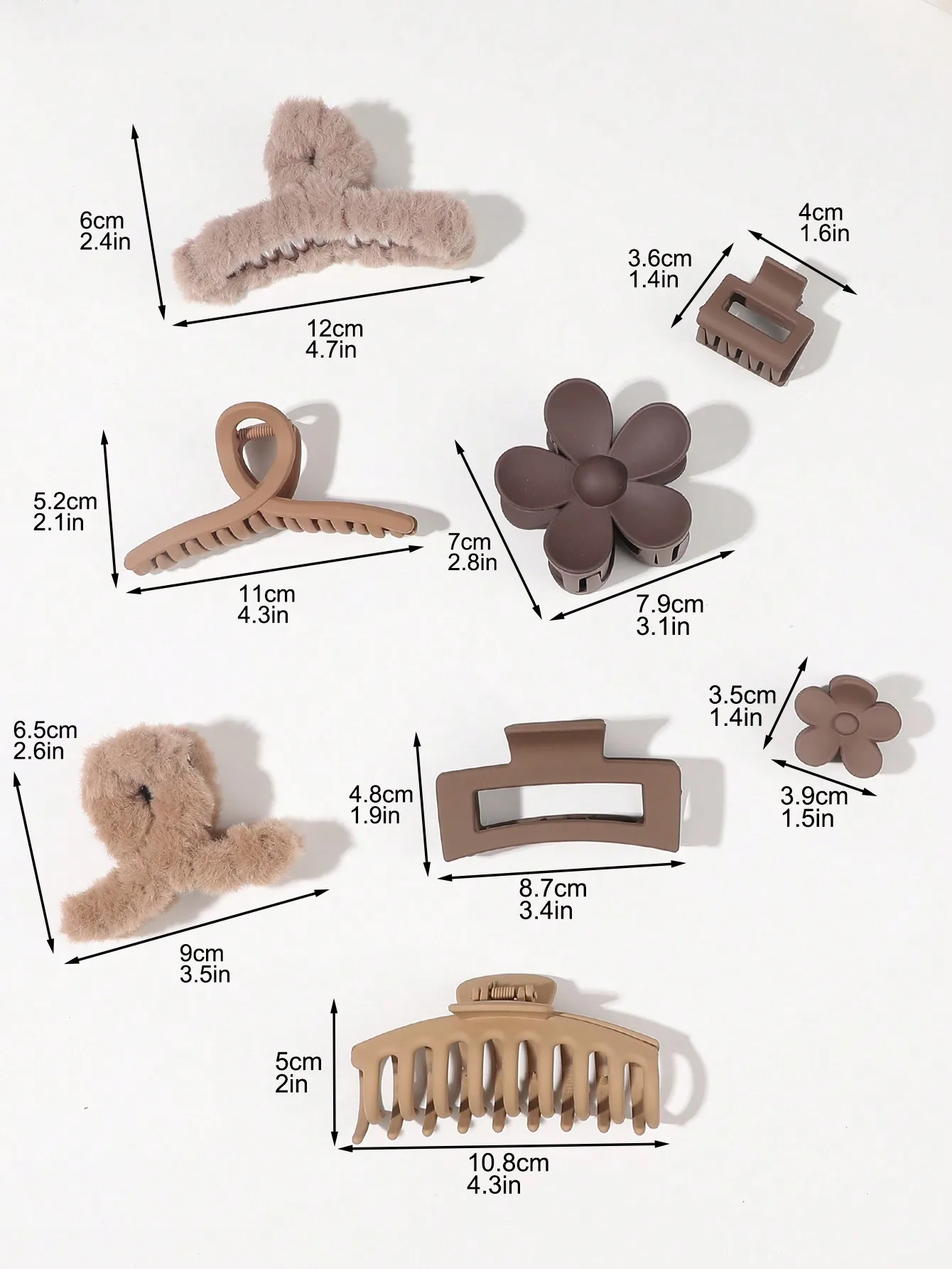 8 Stück Herbst-Winter-Rosa-Mode-Haarschmuck für Frauen, 4,9 Zoll große Haarklammern, matte Bananenklammer, starker Halt, Kieferklammer – Detail 23