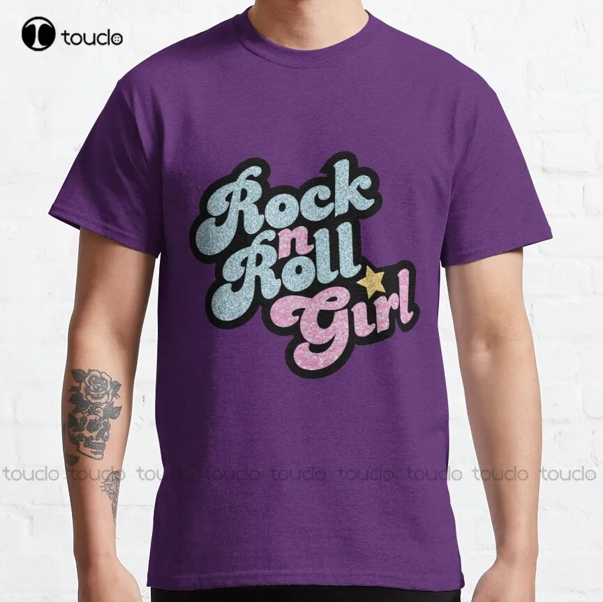 Rock N' Roll Girl 70S Curly Classic T-Shirt Orange Shirt Custom Aldult Teen Unisex Digital Printing Tee Shirt Fashion Funny New