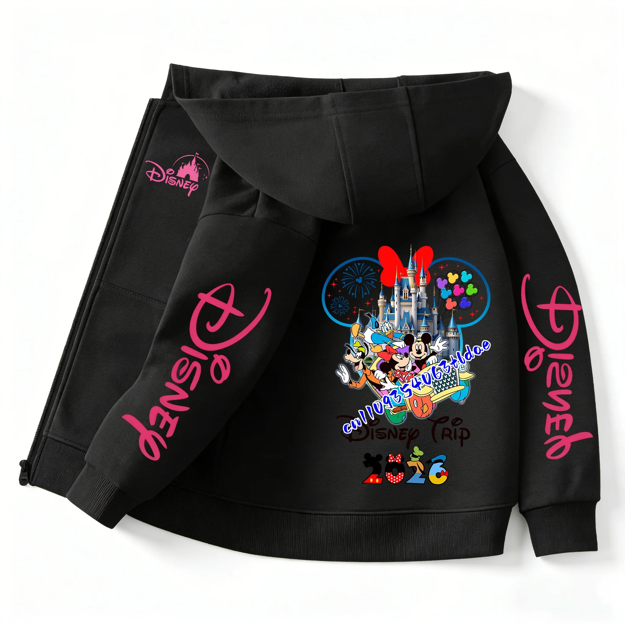 Disney Kawaii 2026 Fashion Disneyland Trip Clothes Caricature Zipper Hoodie Children Top Cartoons Girl Clothes Boy Disney Kids - view 4