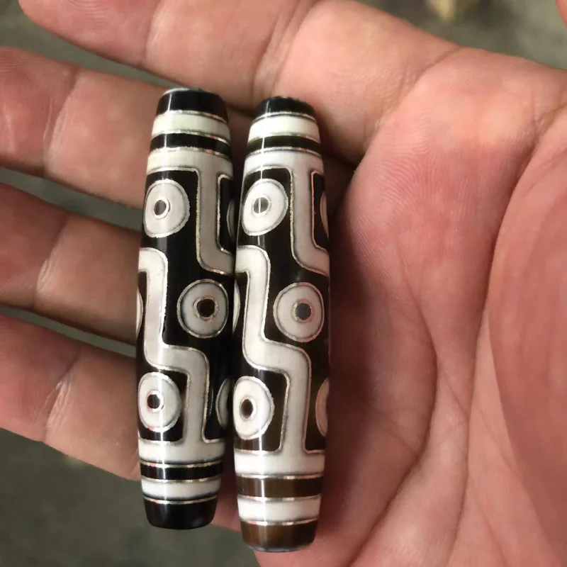 

Wholesale Old Agate Nine-Eyed Dzi Bead Inlaid with Silver Thread Dzi Pendant Agate DziDIYOrnament