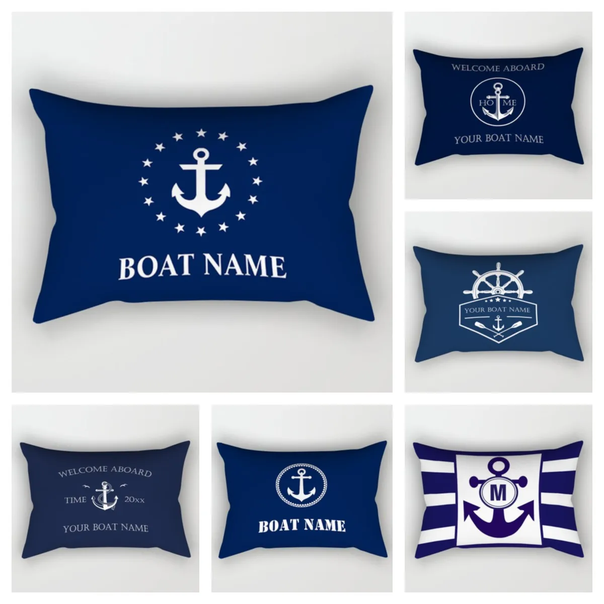 Dark Blue Nautical Decoration Home Decoration Lumbar Pillow Cover 30*50 Sofa Decoration Cushion Cover 40*60 Customizable