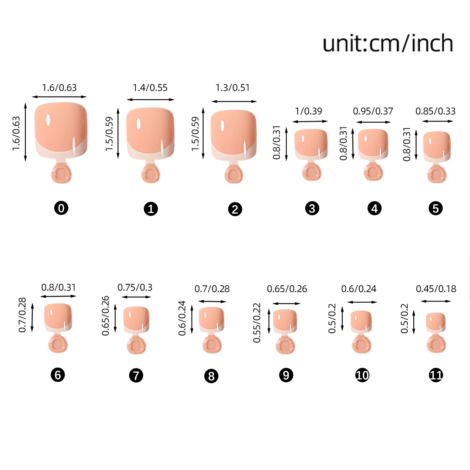 288Pcs Short Square French Tip Press On Toenails Glossy Nude Pink Brown Fake Toe Nails for Summer Daily Wearable False Toenail T view 6
