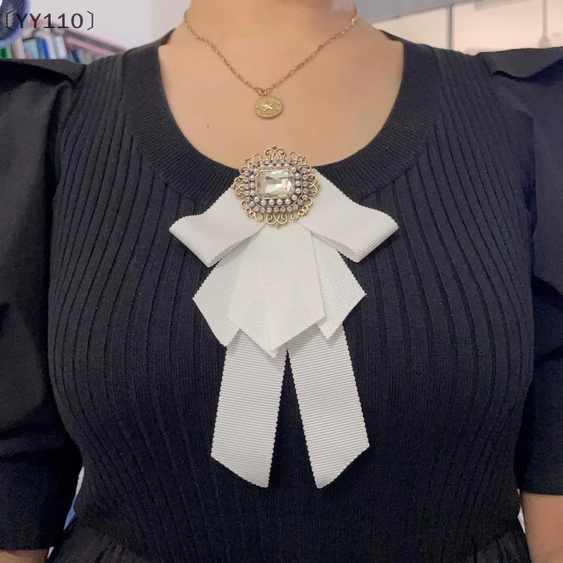 [-YY110] أسود أبيض القوس الشريط اللؤلؤ بروش المرأة خمر الشريط ربطة القوس فيونكة الملابس والاكسسوارات