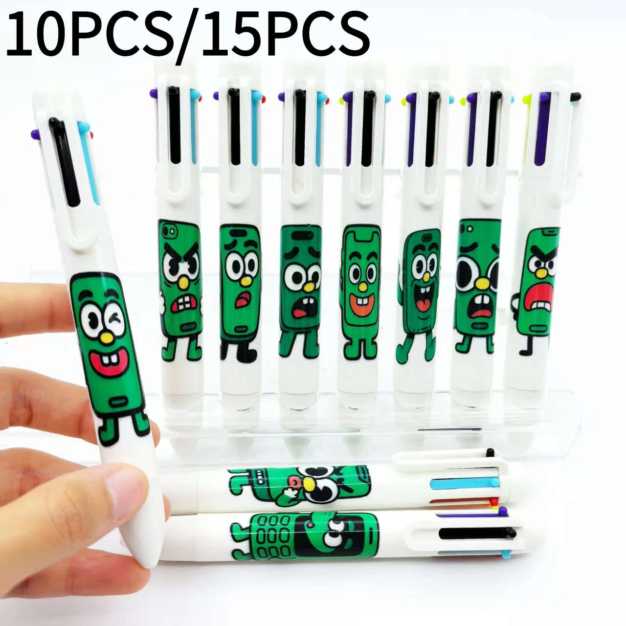 

10 шт./15 шт. креативный узор, многоцветная ручка «шесть в одном», шариковая ручка с Q-версией для письма