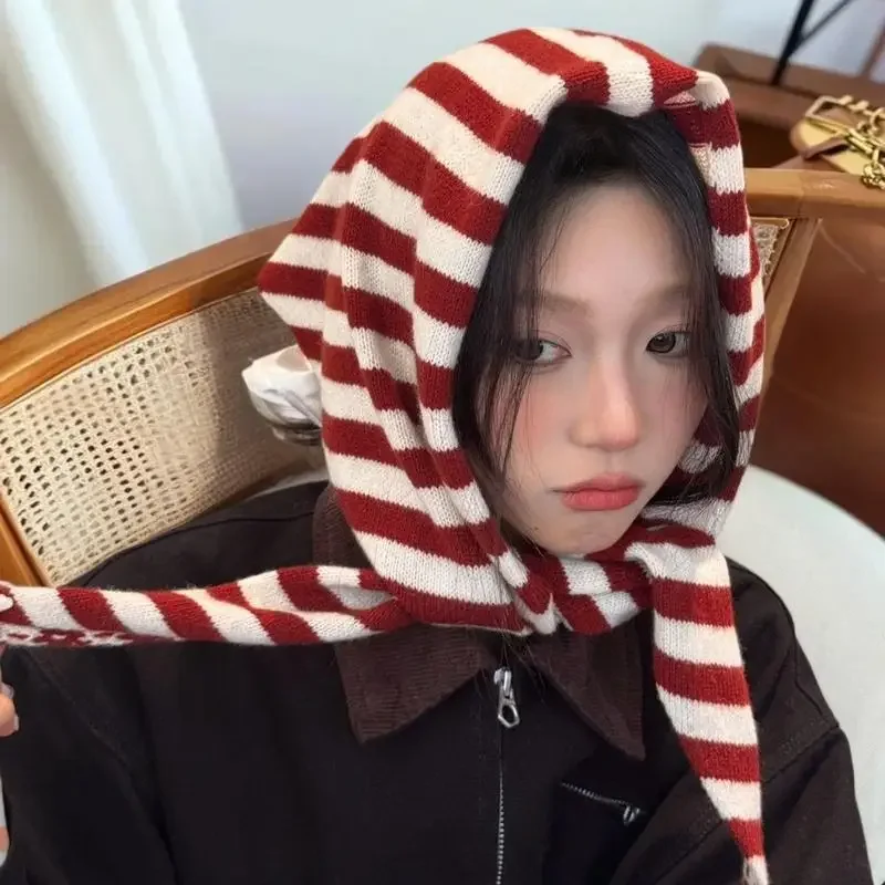 Syal Segitiga Penahan Panas Musim Dingin; Penghangat Leher Rajut; Multifungsi Tahan Angin