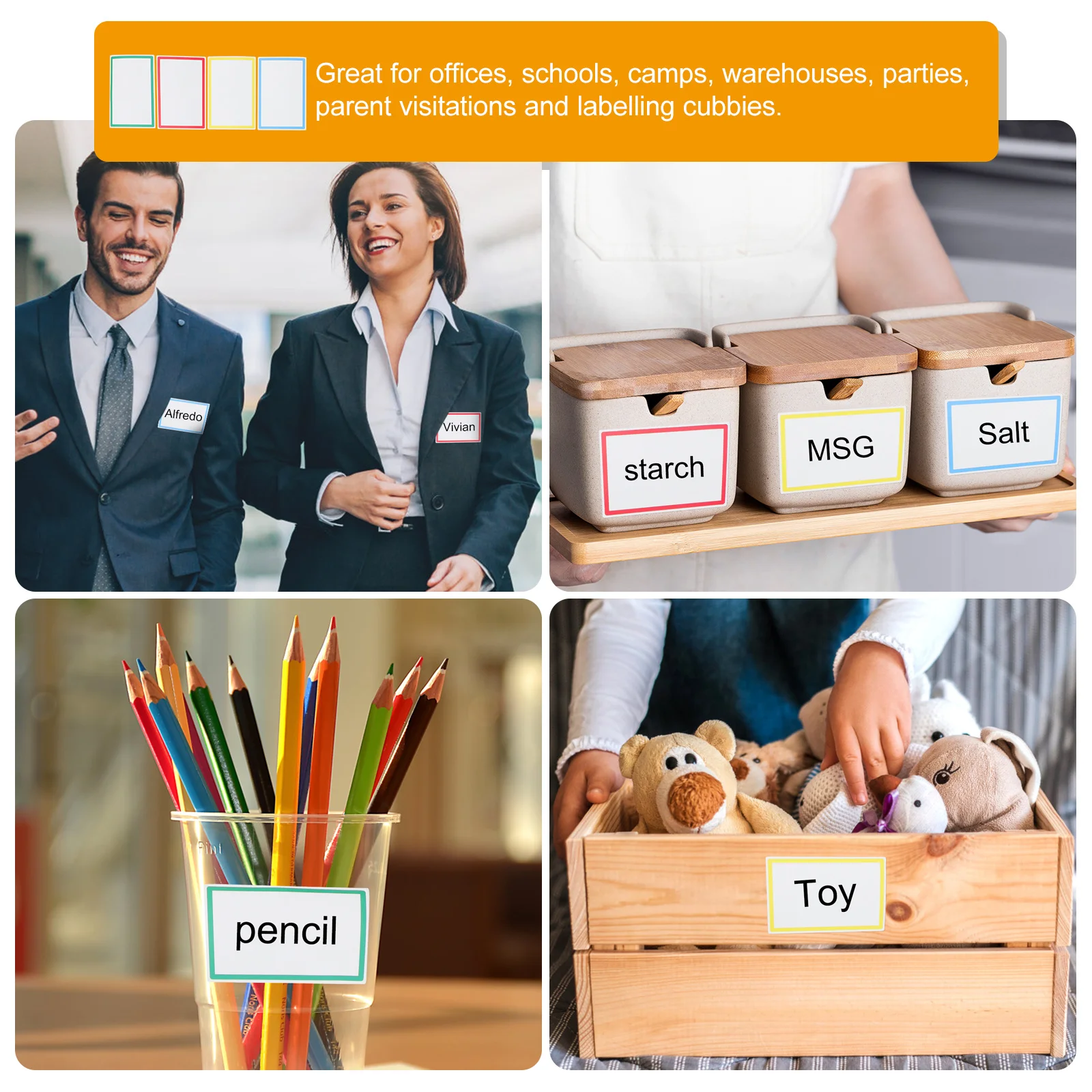 

1 Roll Colors Name Tag Stickers DIY Blank Labels for School Office Camps Parties Easy Peel Adhesive Notes Label Stickers