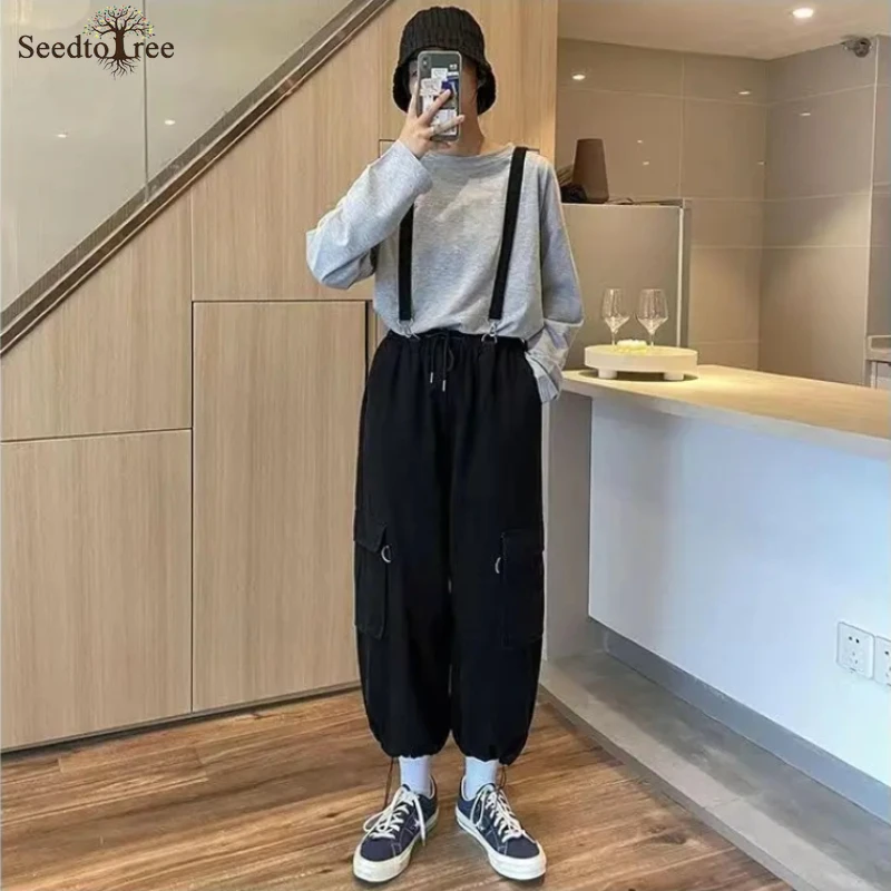 

Solid Color Casual Pants Men's Safari Style Overalls Straight Leg Gusset Ankle Length Jogger Pants Cargo Pants