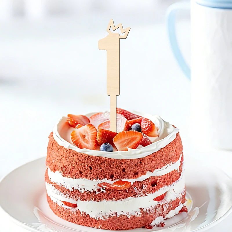YOMDID Crown One Cake Topper, Tortenaufsatz zum 1. Geburtstag des Babys, Tortenaufsatz mit Holzkronen-Motiv für Tortendekorationen zum 1. Geburtstag