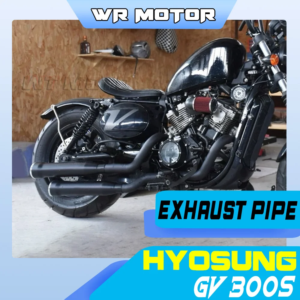 Right‑Side Dual Outlet Exhaust Pipe For HYOSUNG GV 300S Motorcycle Deep Rich Horse‑Hoof Tone Modified Exhaust Mod Accessories