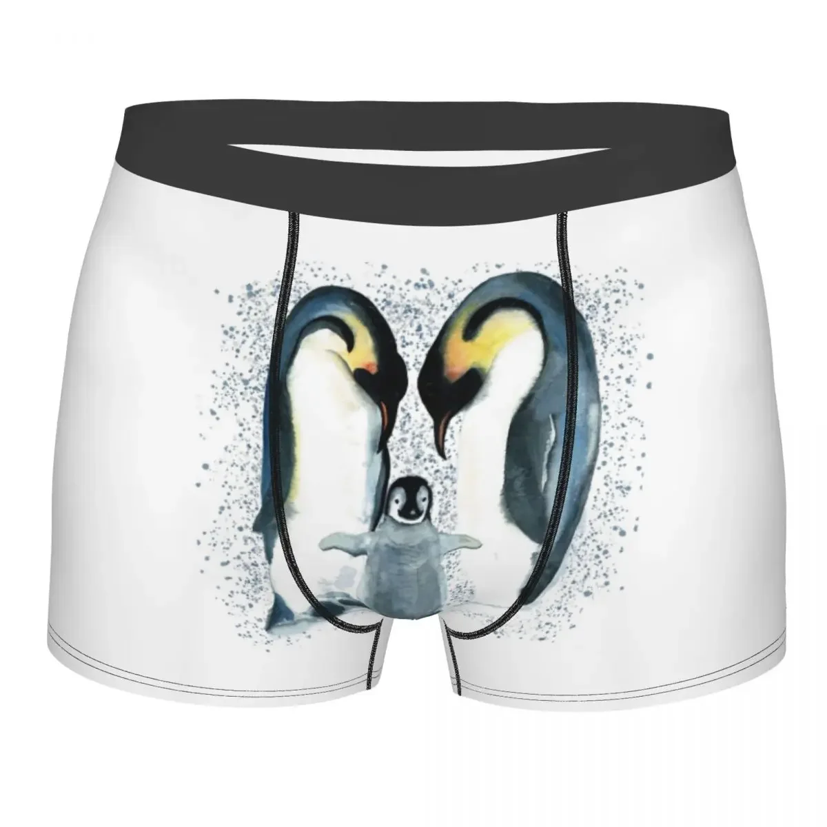 Men's Cute Penguin Family Boxer Briefs Shorts Panties Polyester Underwear Cartoon Animal Male Novelty S-XXL Underpants