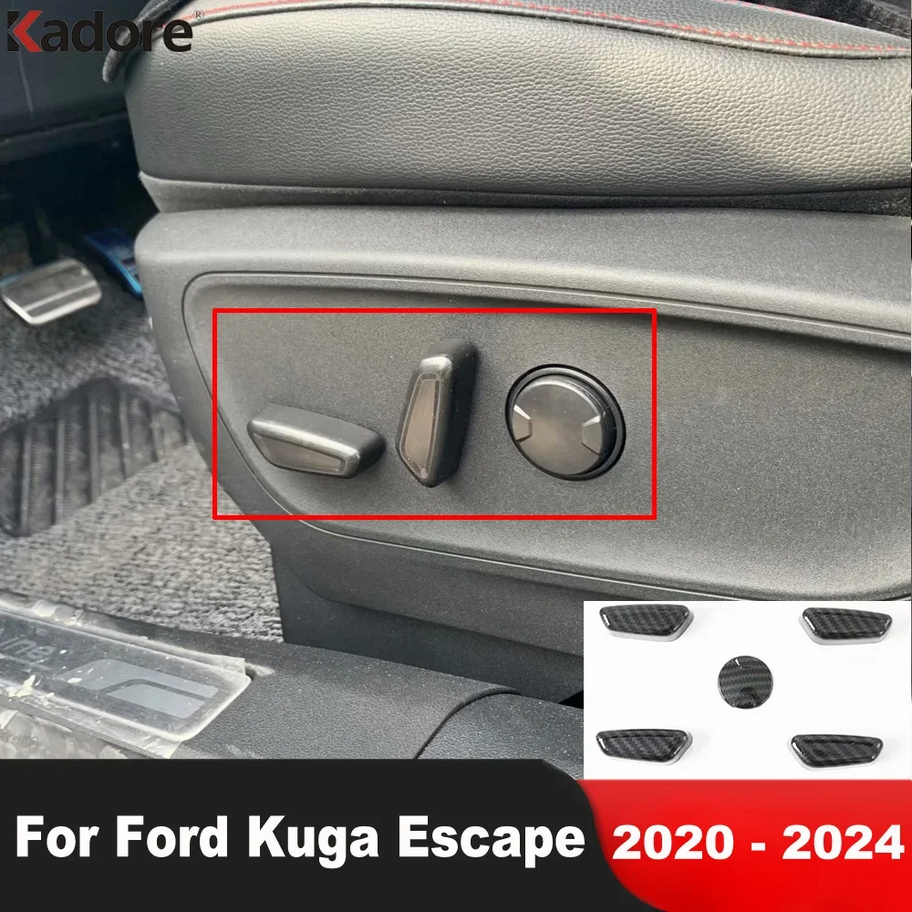 

For Ford Kuga Escape 2020 2021 2022 2023 2024 Carbon Fiber Car Seat Adjustment Switch Button Cover Trim Interior Accessories