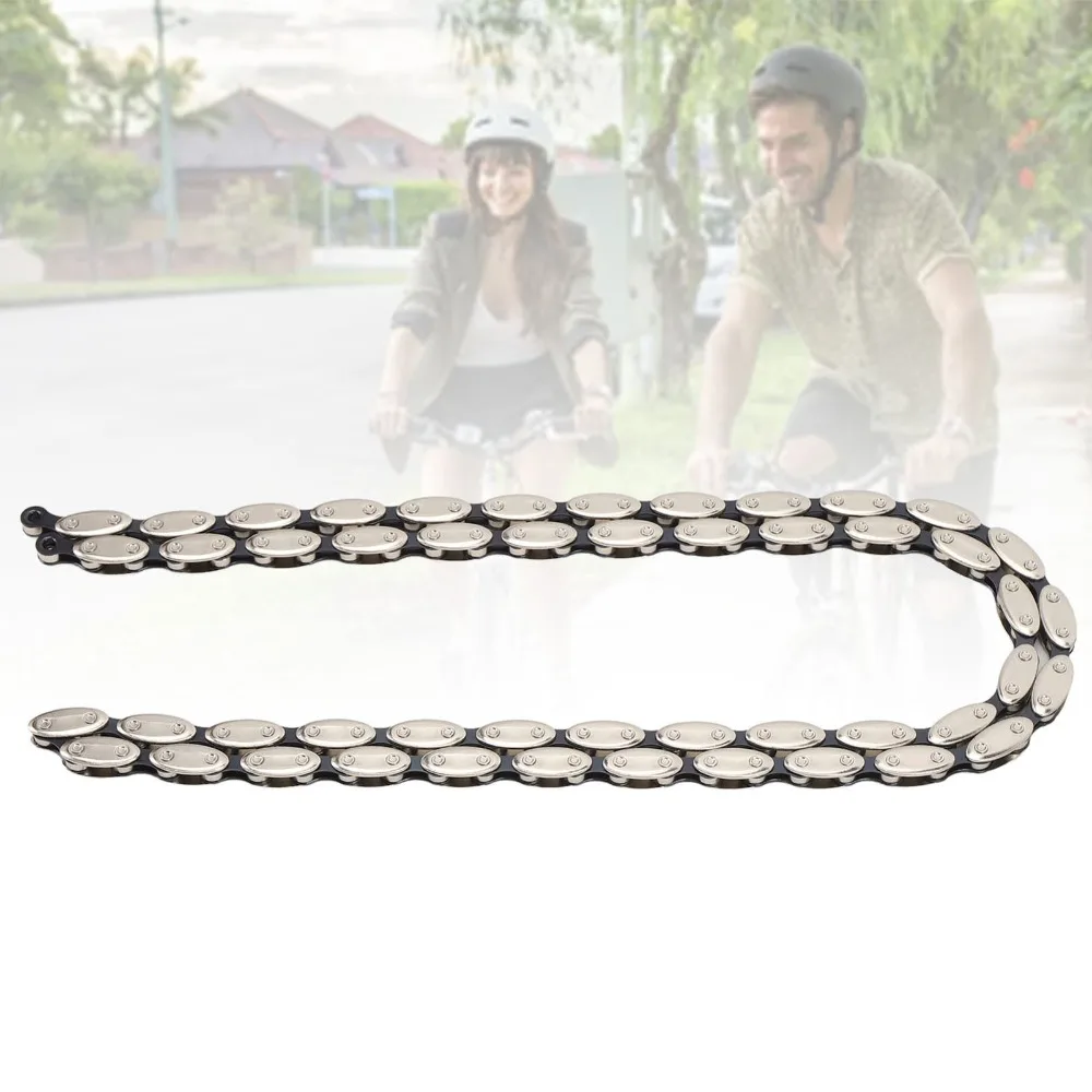 

100 Links Single Speed Bike Chain Manganese Steel Silver Fixed Gear Chain Olive with Buckle Cycling Chain Cycling Accessories