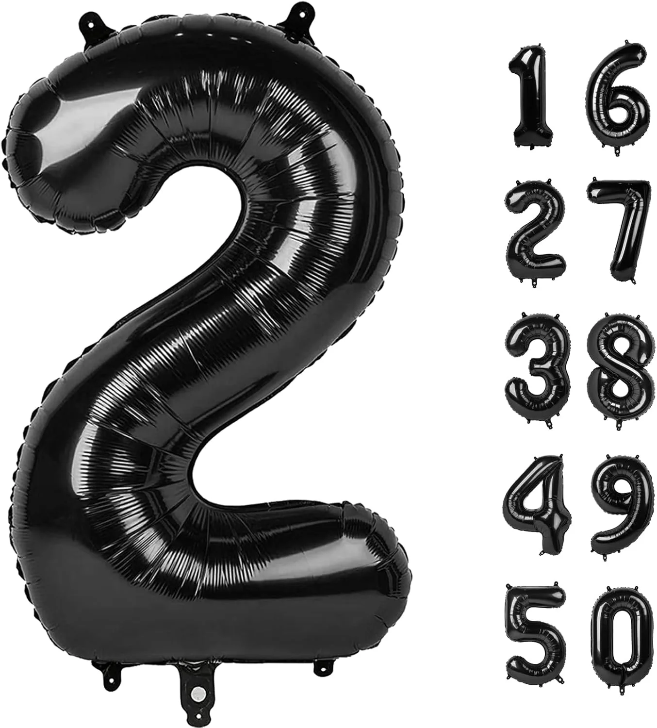 

Black Number Mylar Foil Balloon Helium Reusable Background Decor Supplies for Adults Kids Birthday Anniversary Festival Event