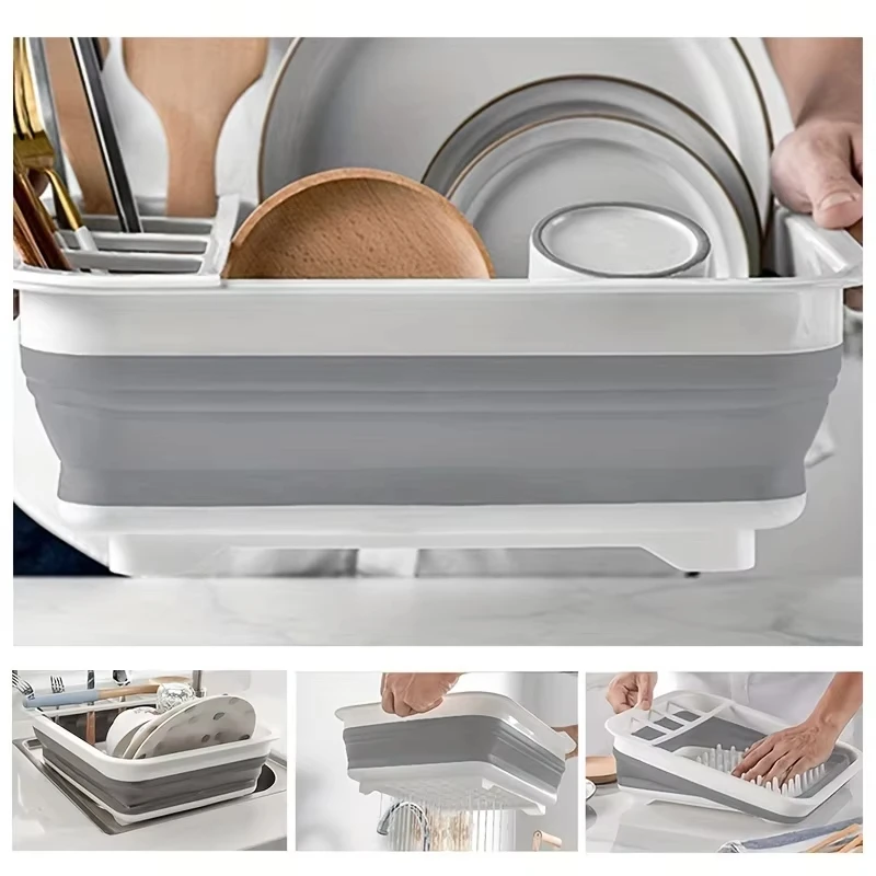 Collapsible Dish Drying Rack with Utensil Holder, RV, Camping - 1pc Plastic Dish Rack Ideal for Travel Trailers & Motorhomes - view 5