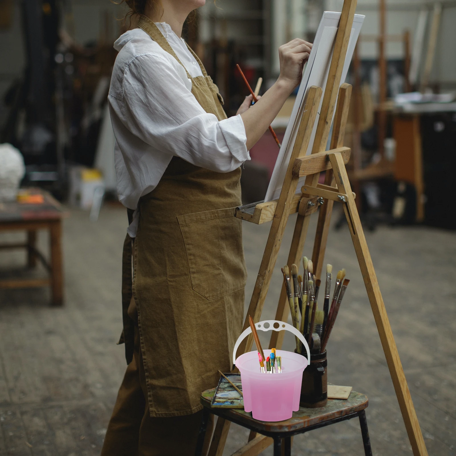 2 قطعة أحواض فرشاة الفنان دلاء غسيل بلاستيكية متعددة الوظائف فرشاة نظافة خلط لوحة المحمولة اللوحة أواني المياه #1