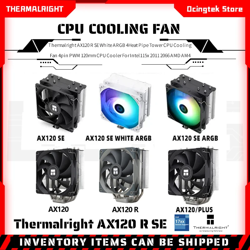 Thermalright Assassin X 120 R SE White ARGB 4 Heat Pipe Tower CPU Air Cooled Radiator 120mm PWM Cooling Fan For LGA1700 115x AM4