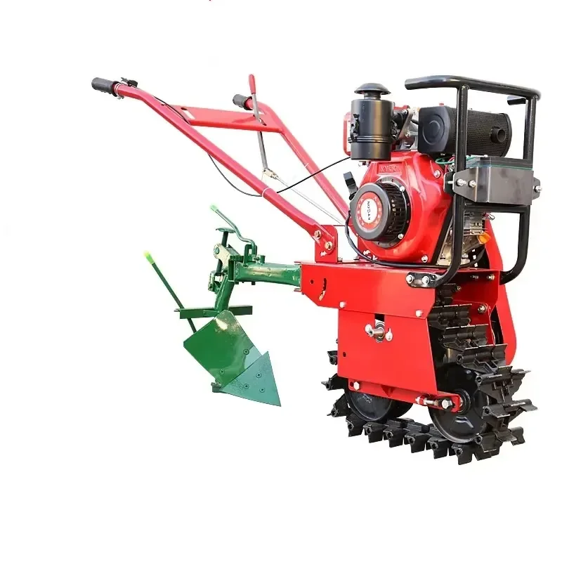 Multi-functional Machinery Hand Tiller Cultivator Chain Track diesel Cultivator Wheel Plow Household Agricultural Tiller