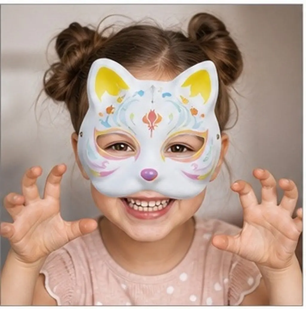 3Pcs Blank White Cat Face Mask Paintable DIY Mask to Cultivate Art Skills Ideal for Masquerade Wedding Prom Cosplay Party