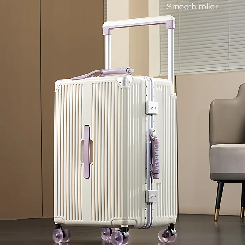 

Чемодан с широкой ручкой, большая вместимость, алюминиевый каркас, 5-колесный чемодан с кодовым замком, женский и мужской чемодан для ручной клади 20-28 дюймов