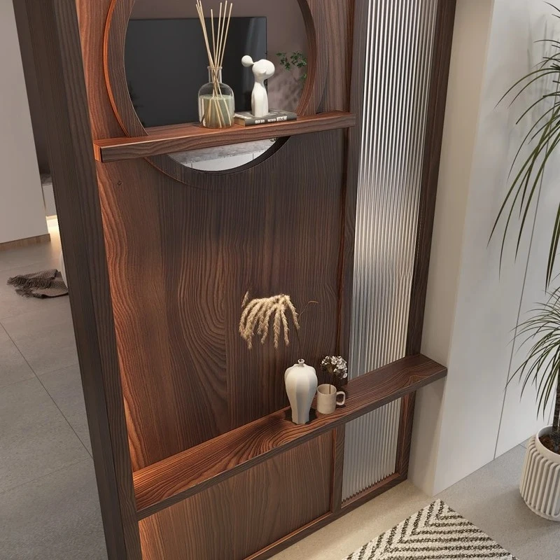 b1 Changhong glass partition enters the door to block the solid wood new Chinese decoration simple entrance living room screen