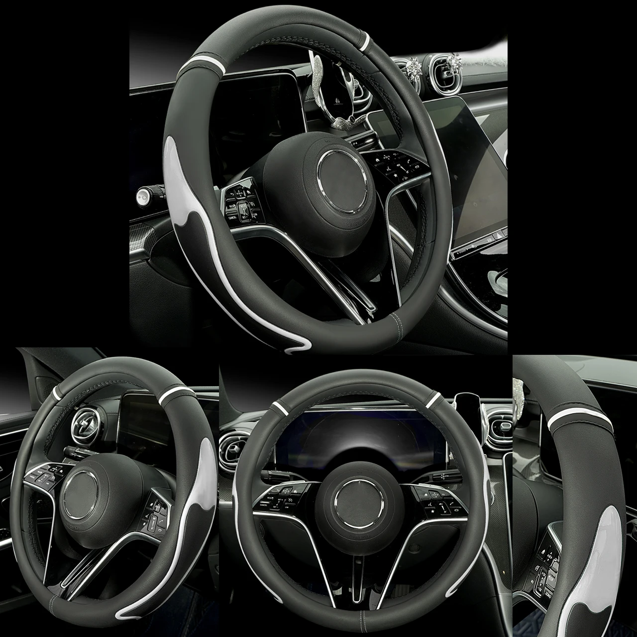 

Универсальный чехол на руль из искусственной кожи с блестками 38 см в стиле пэчворк — внутреннее кольцо в спортивном стиле с усиленной рукояткой